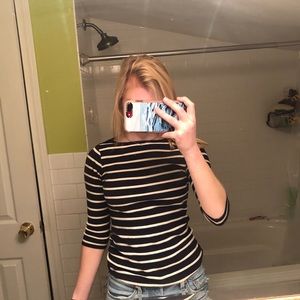 ZARA Navy Blue Stripped Long Sleeve T-Shirt